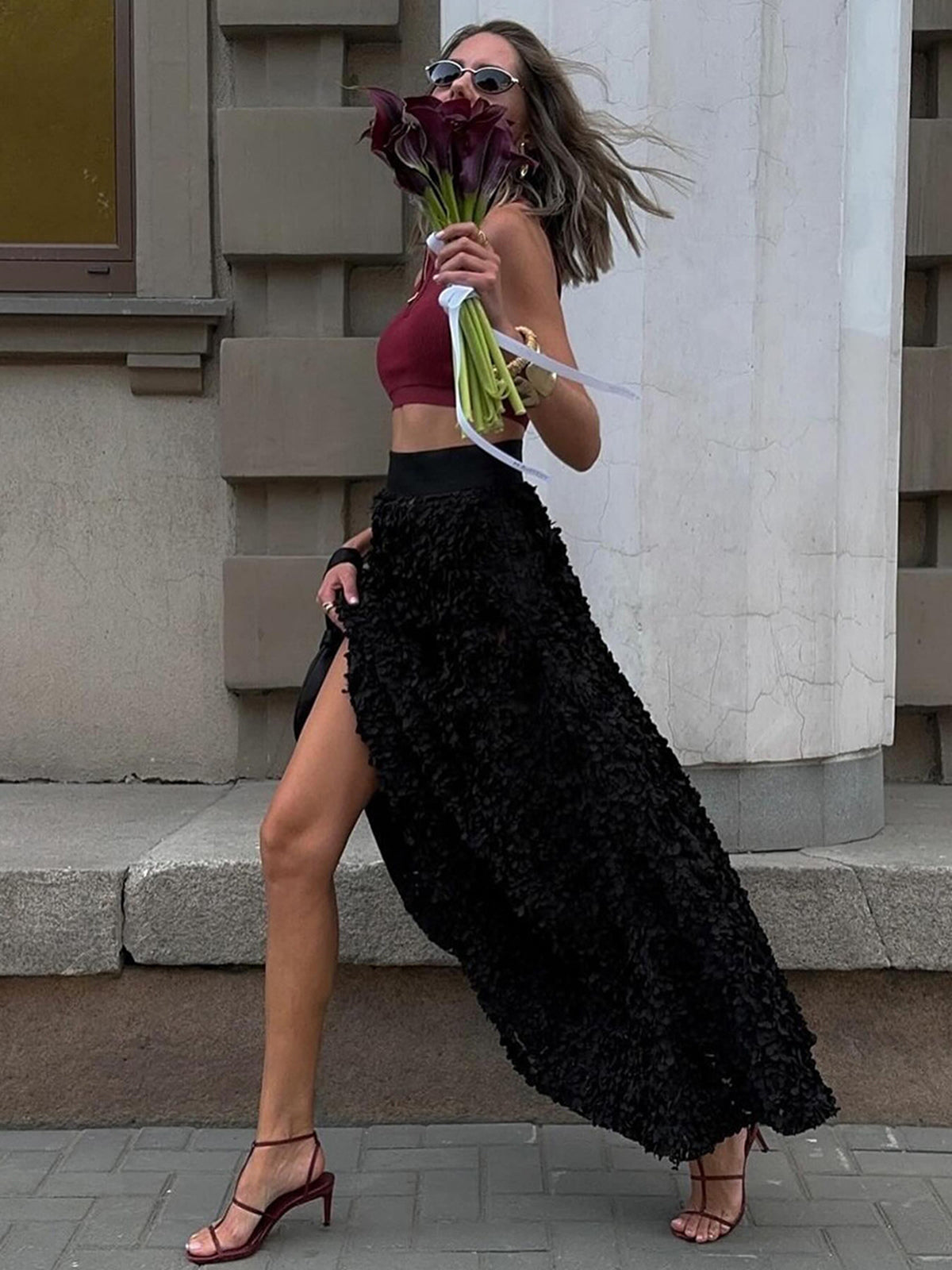 Women’s Elegant Jacquard Maxi Dress – High Waist Romantic Long Dress for Wedding, Party & Vacation
