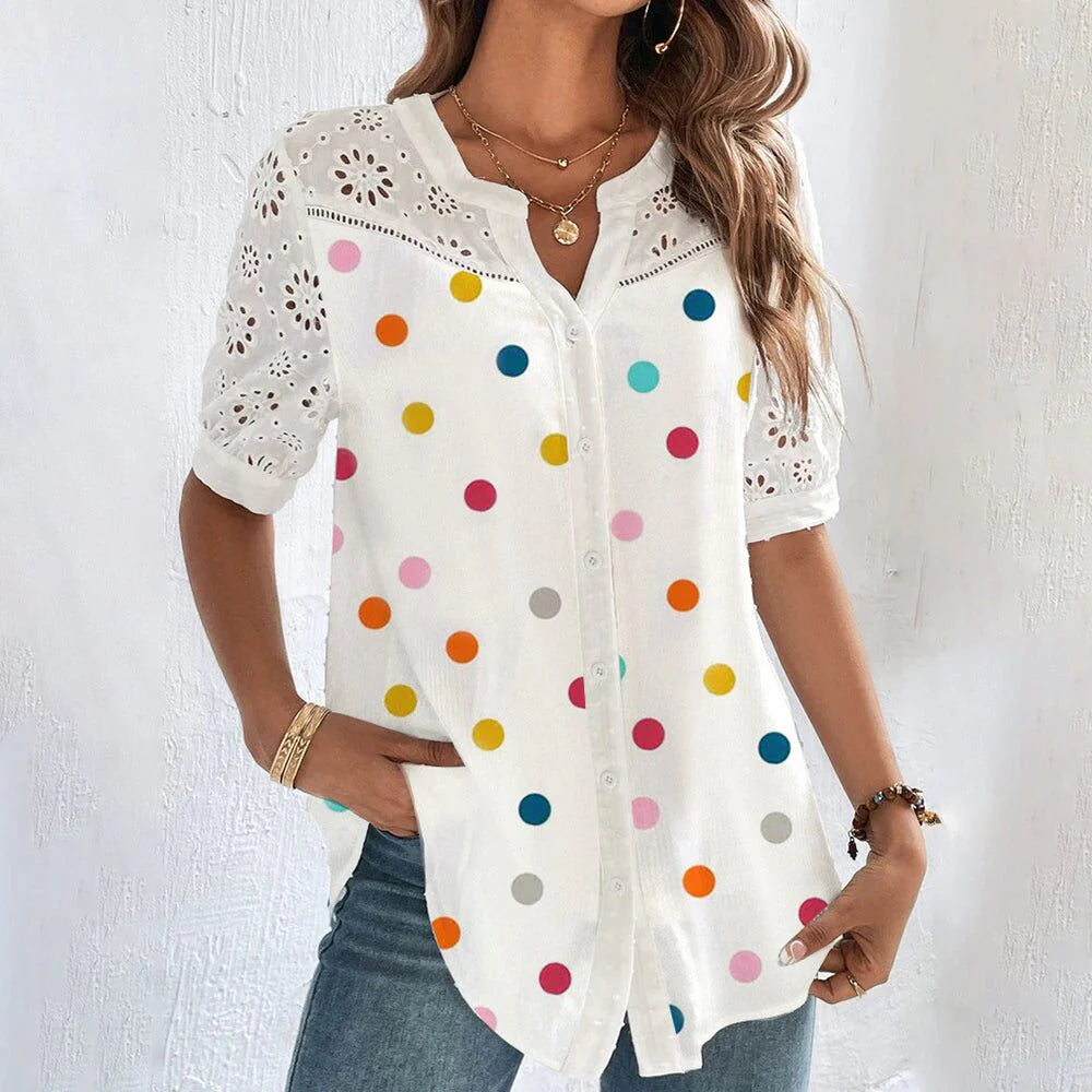 Hortense Women’s Fluid Summer Blouse – Lightweight Breathable Elegant Top, Relaxed Fit Parisian Style Shirt for Casual & Smart Wear