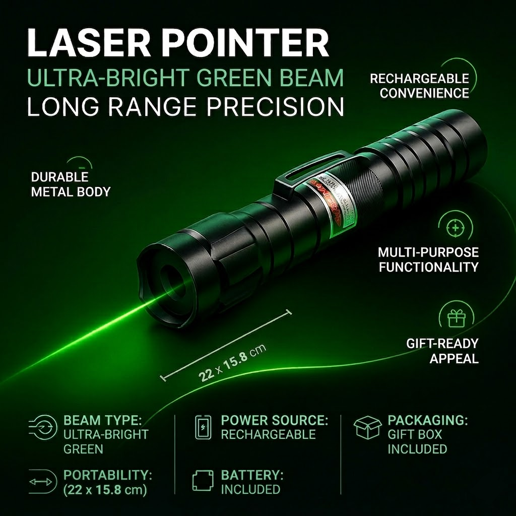 Rechargeable Green Laser Pointer — Handheld Long‑Range