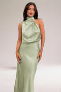 Women’s Halter Neck Elegant Dress – Giselle Luminous Formal Evening Gown