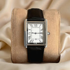 Men's Square Analog Dress Watch with Leather Strap
