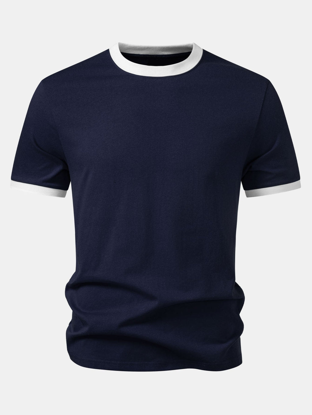 Men’s Crew Neck Cotton T-Shirt with Contrast Trim – Soft Breathable Casual Regular Fit Everyday Essential Tee