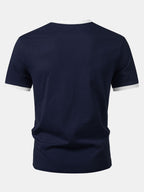 Men’s Crew Neck Cotton T-Shirt with Contrast Trim – Soft Breathable Casual Regular Fit Everyday Essential Tee