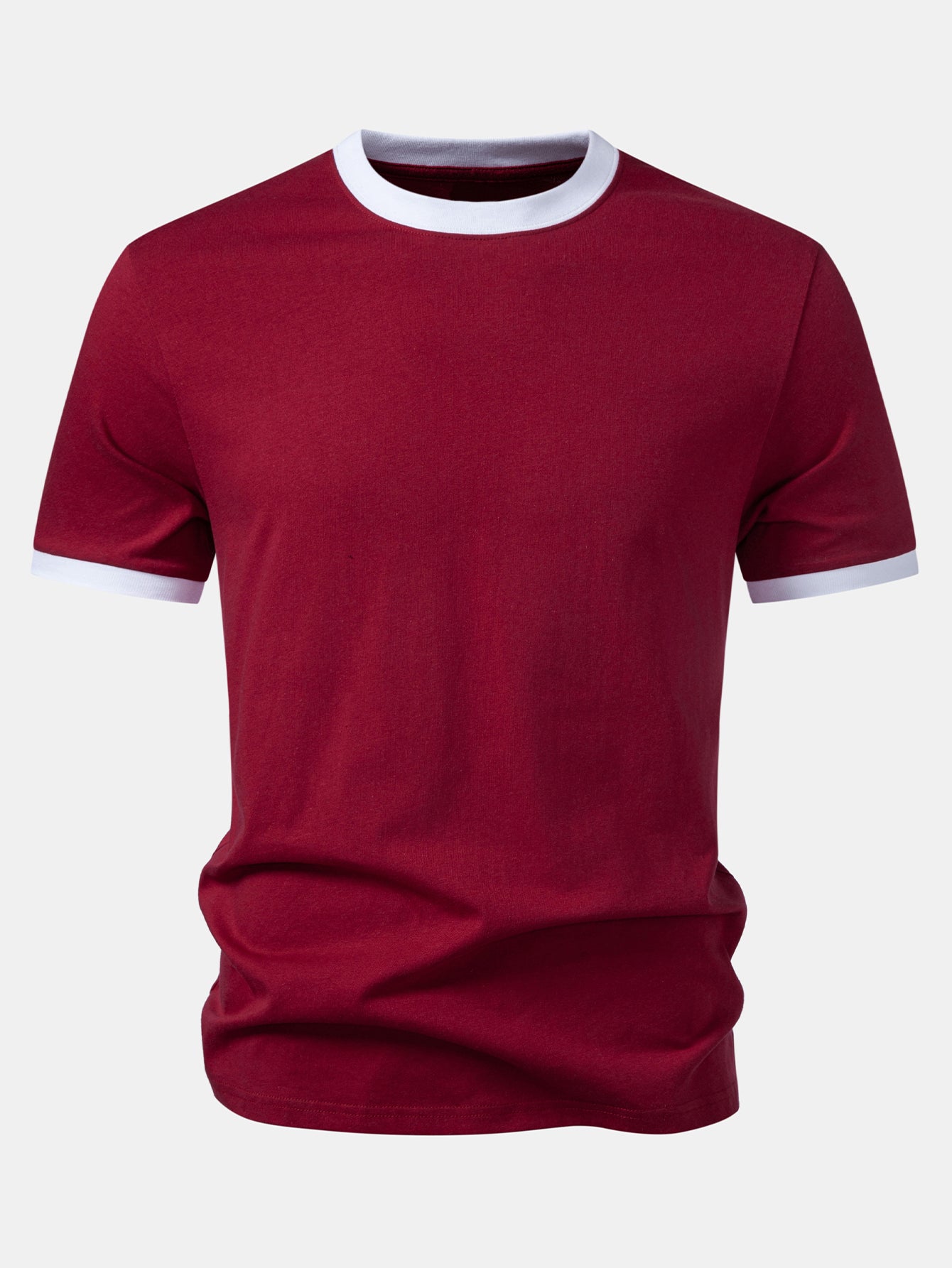 Men’s Crew Neck Cotton T-Shirt with Contrast Trim – Soft Breathable Casual Regular Fit Everyday Essential Tee