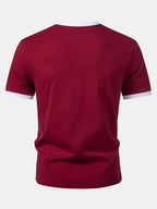 Men’s Crew Neck Cotton T-Shirt with Contrast Trim – Soft Breathable Casual Regular Fit Everyday Essential Tee