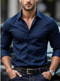 Men’s Slim Fit Stretch Dress Shirt – Wrinkle Resistant Spread Collar Formal Business Shirt, Long Sleeve Button-Up for Office & Events
