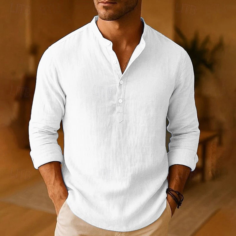Men’s Long Sleeve Henley Shirt – Casual Button Placket Top, Soft Breathable Relaxed Fit Everyday Essential