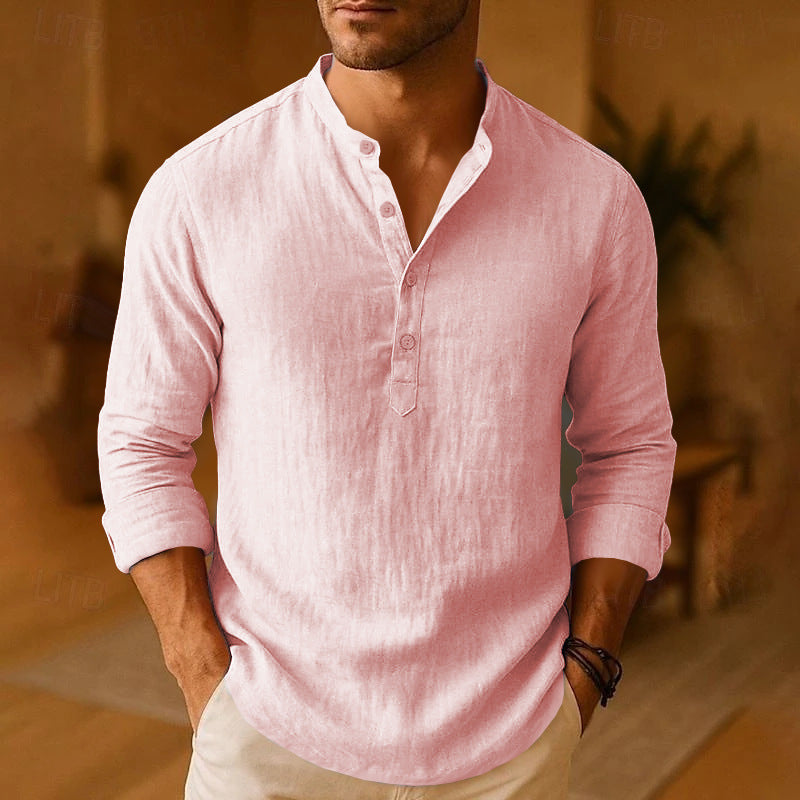 Men’s Long Sleeve Henley Shirt – Casual Button Placket Top, Soft Breathable Relaxed Fit Everyday Essential