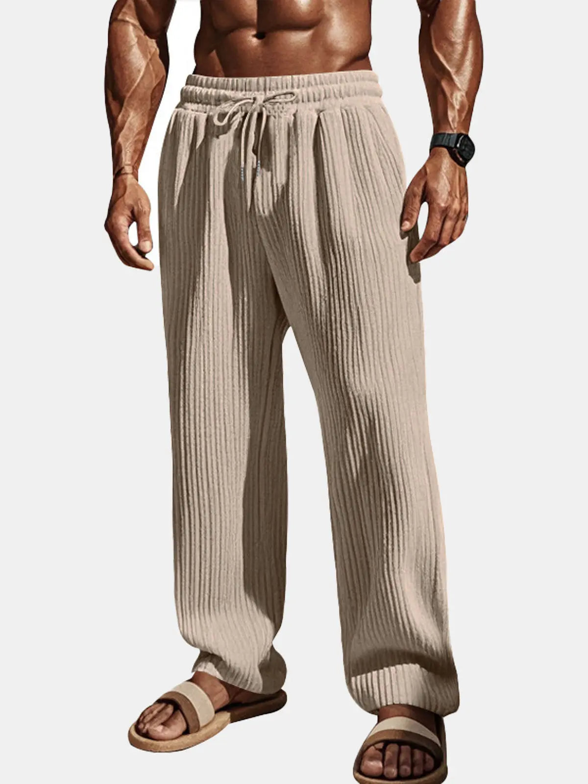 Noah | Casual Comfortable Ribbed Drawstring Pants 0