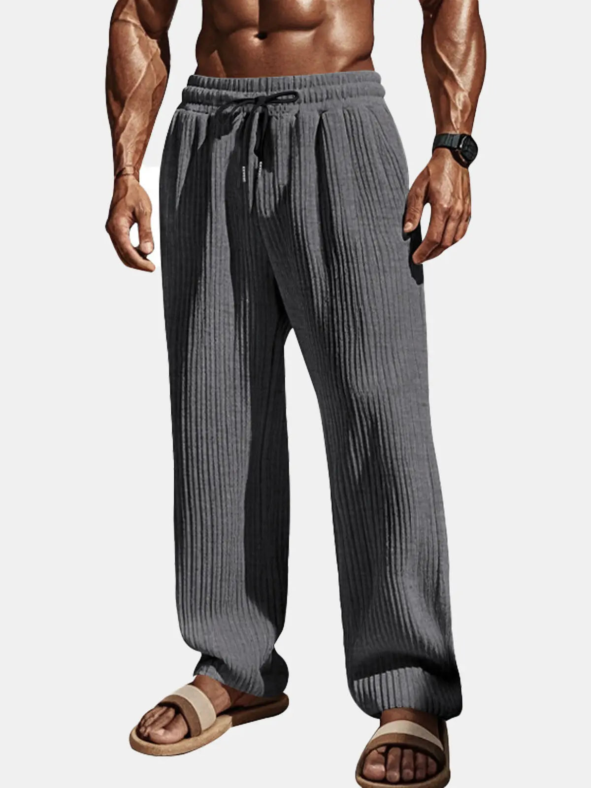 Noah | Casual Comfortable Ribbed Drawstring Pants 3