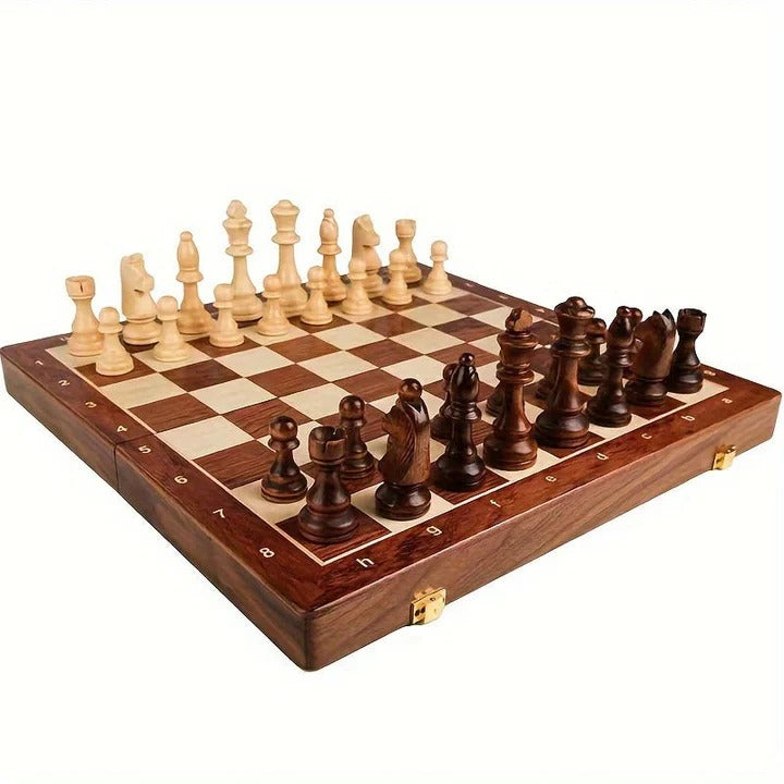 Premium Foldable Wooden Chess Set with Storage