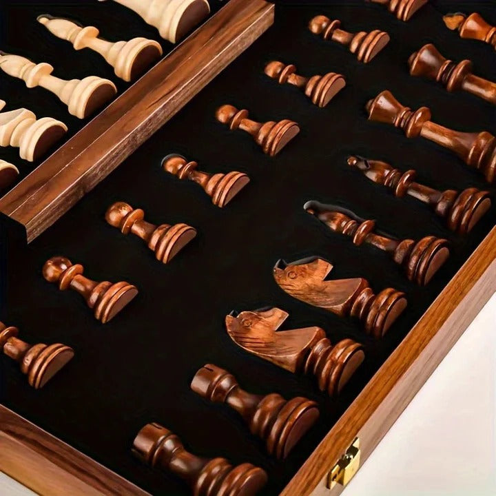 Premium Foldable Wooden Chess Set with Storage
