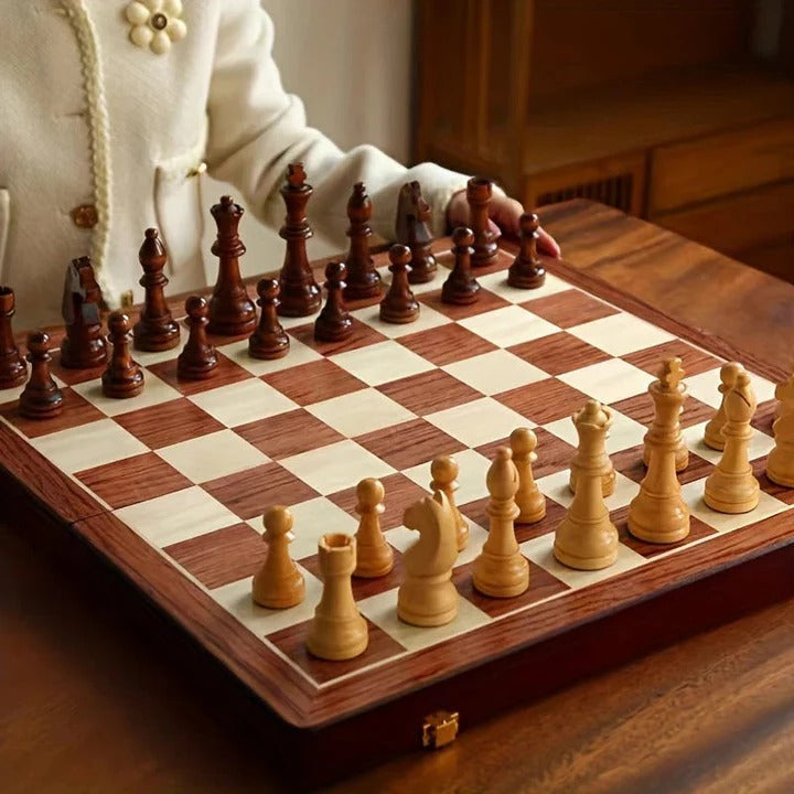 Premium Foldable Wooden Chess Set with Storage