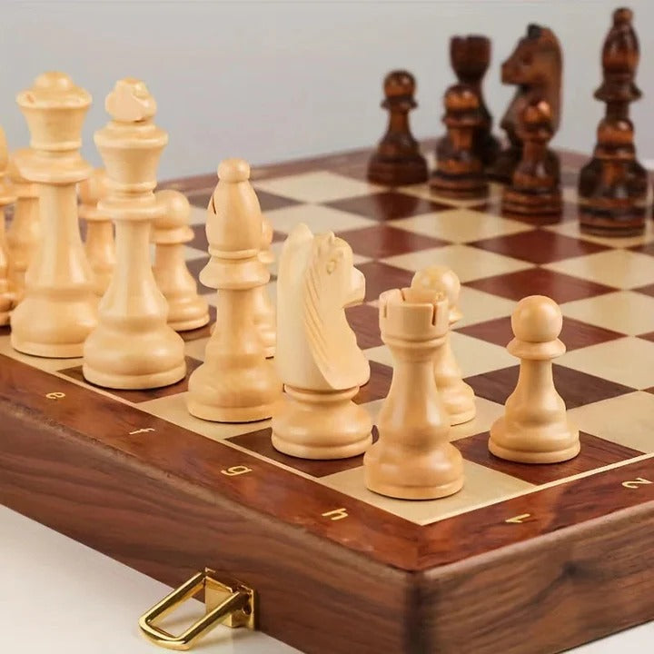 Premium Foldable Wooden Chess Set with Storage