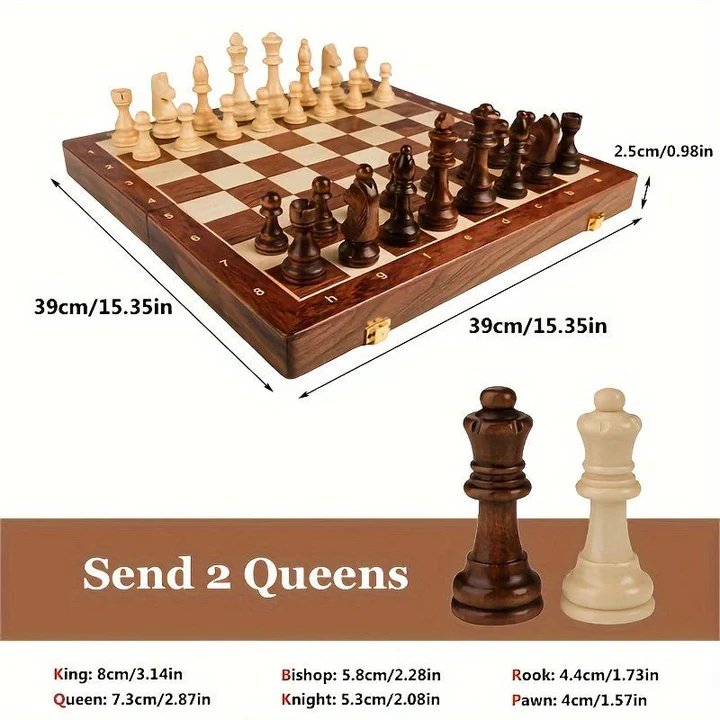 Premium Foldable Wooden Chess Set with Storage