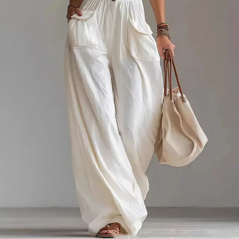 Women’s Sexy V-Neck Button Wide Leg Jumpsuit – Elegant High Waist Sleeveless Solid Romper for Spring Summer 2026