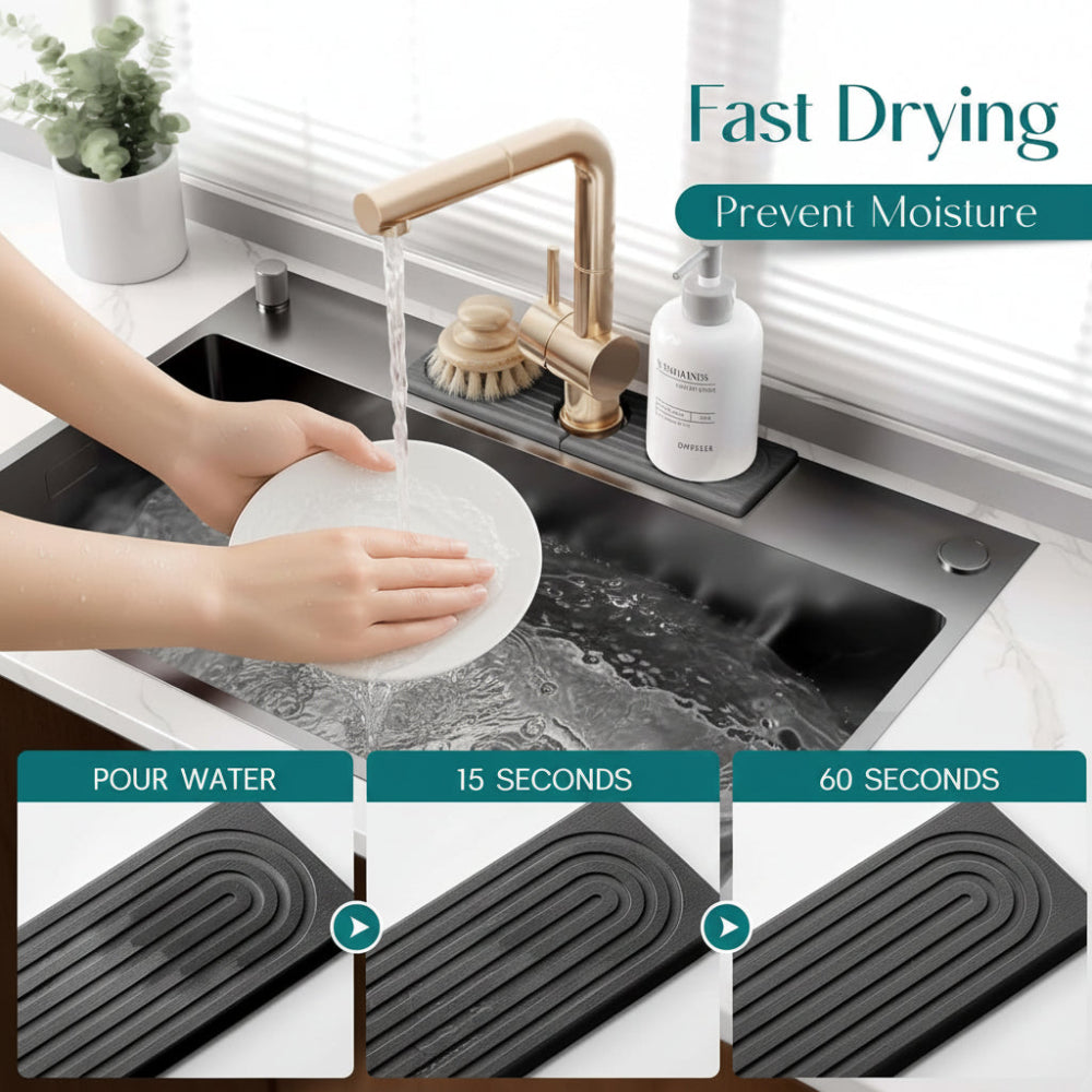 Diatomite Sink Drying Tray with Faucet Cutout, Quick Dry