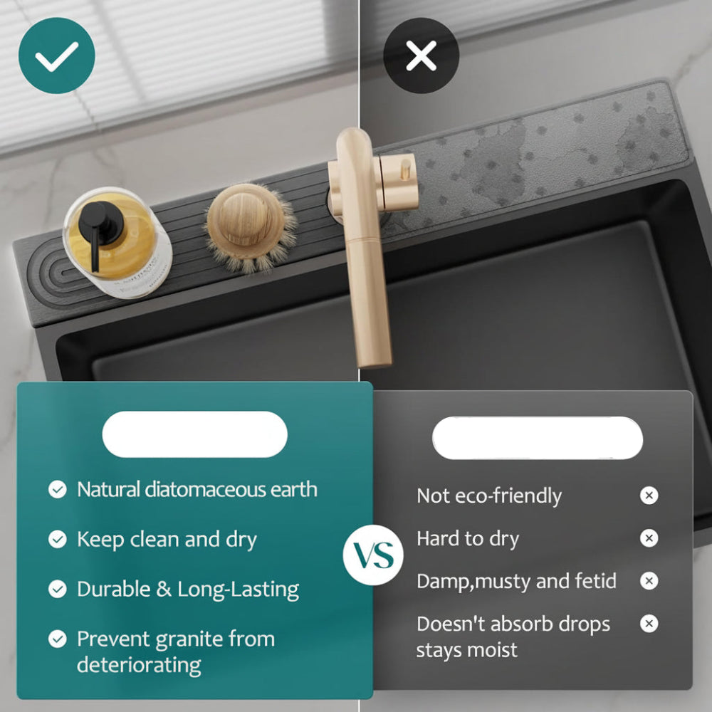 Diatomite Sink Drying Tray with Faucet Cutout, Quick Dry