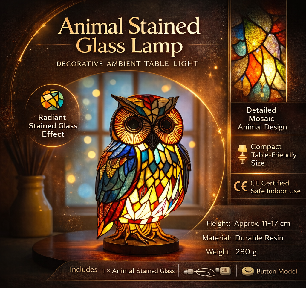 Handcrafted Animal Mosaic Table Light, 17cm Accent Lamp