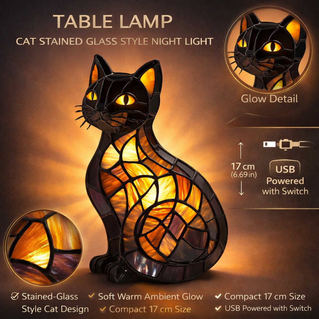 Cat‑Shaped Table Night Lamp with Warm Ambient Glow