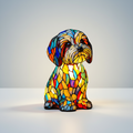 LED Stained-Glass Dog Night Light — Resin Accent Lamp