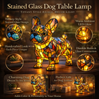 Stained-Glass Dog Table Lamp — Warm LED Accent Light