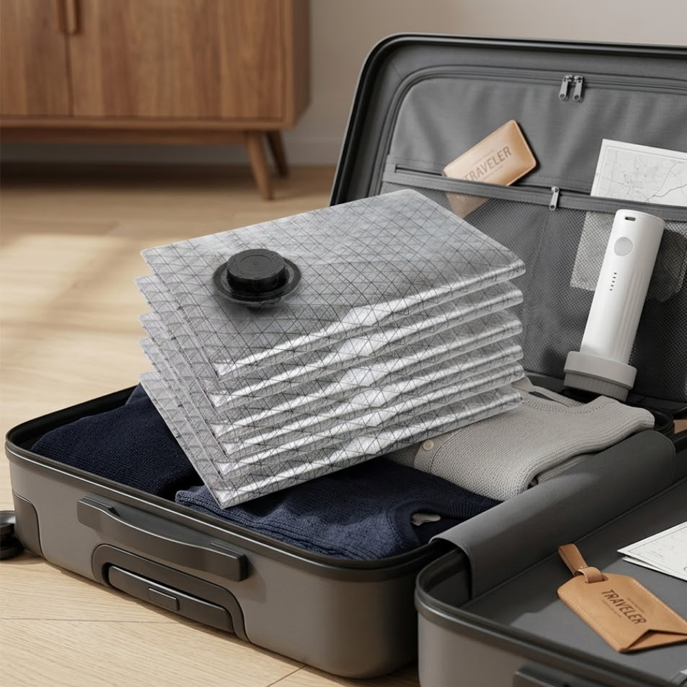 Travel Vacuum Storage Bags Kit with Cordless Pump