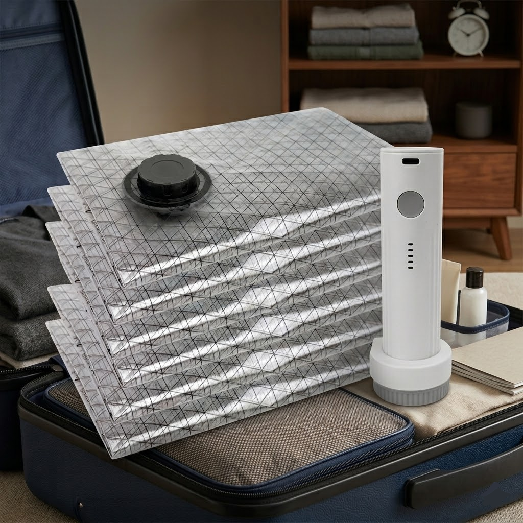 Travel Vacuum Storage Bags Kit with Cordless Pump
