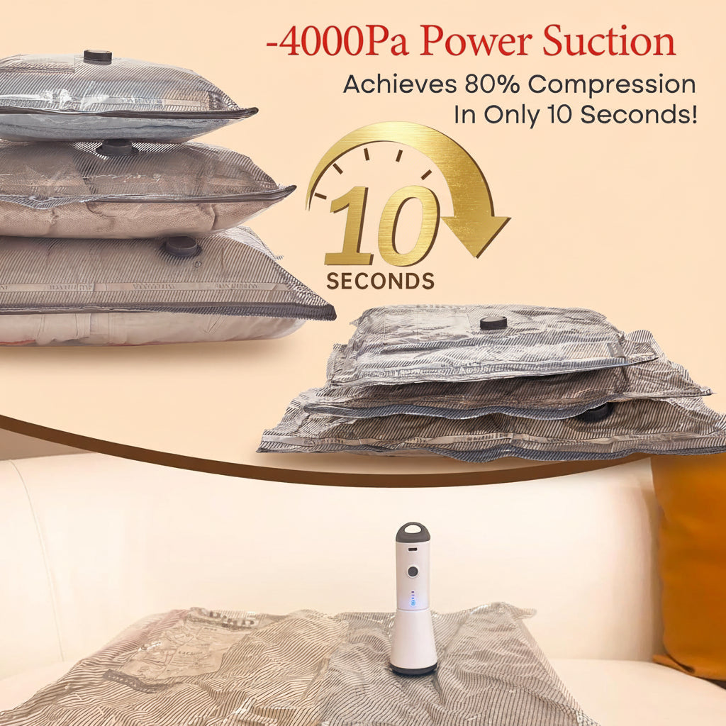 Travel Vacuum Storage Bags Kit with Cordless Pump