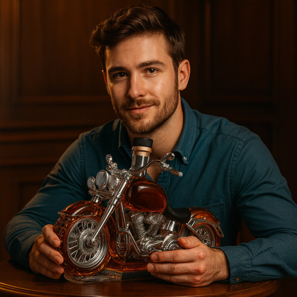 Motorcycle Glass Whiskey Decanter — Decorative Bottle