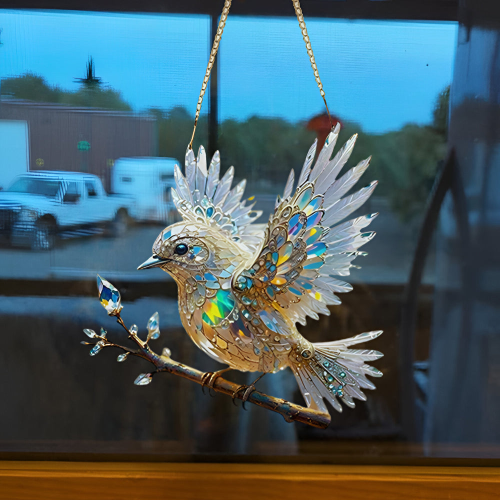 Bluebird Acrylic Window Suncatcher — Stained‑Glass Effect