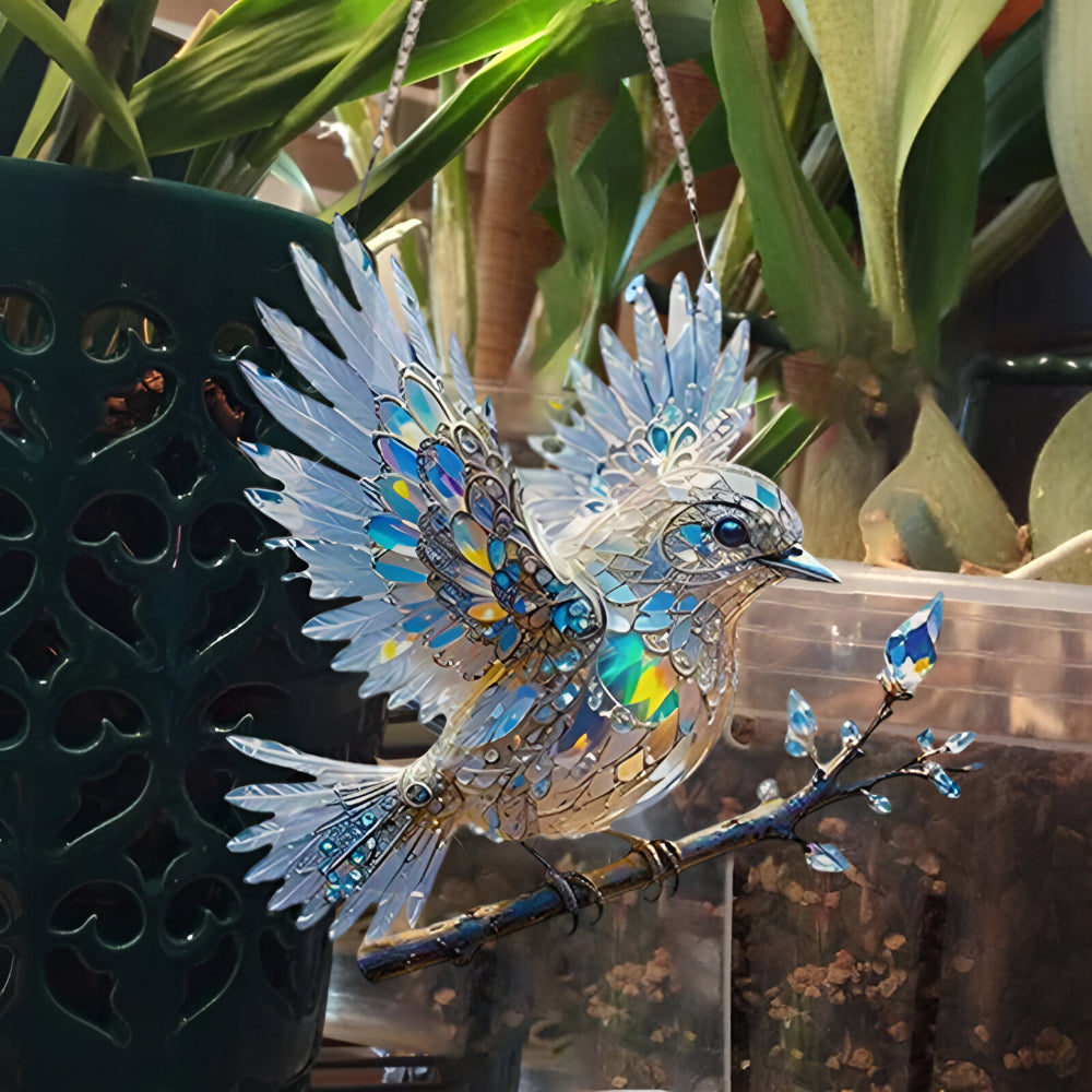 Bluebird Acrylic Window Suncatcher — Stained‑Glass Effect
