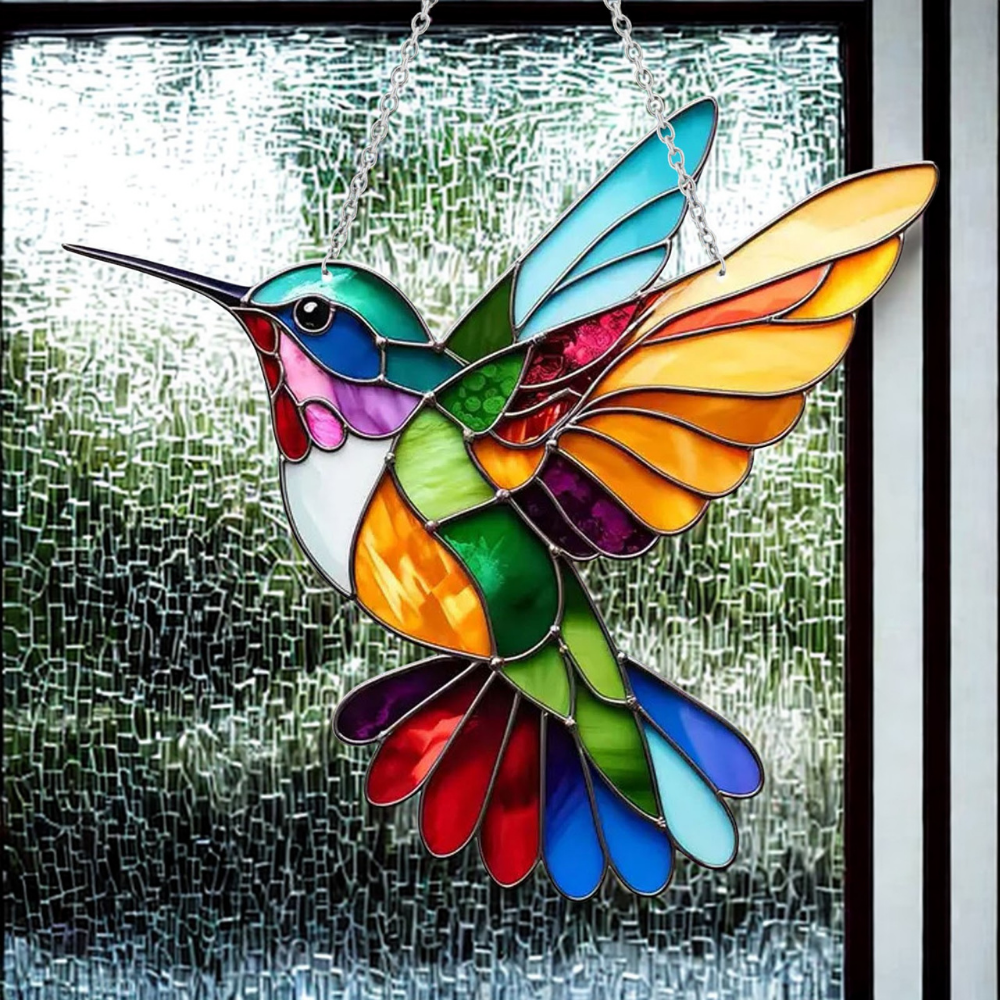 Bluebird Acrylic Window Suncatcher — Stained‑Glass Effect