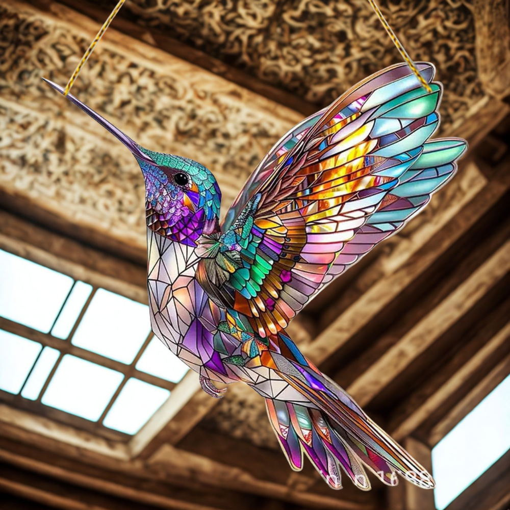Bluebird Acrylic Window Suncatcher — Stained‑Glass Effect