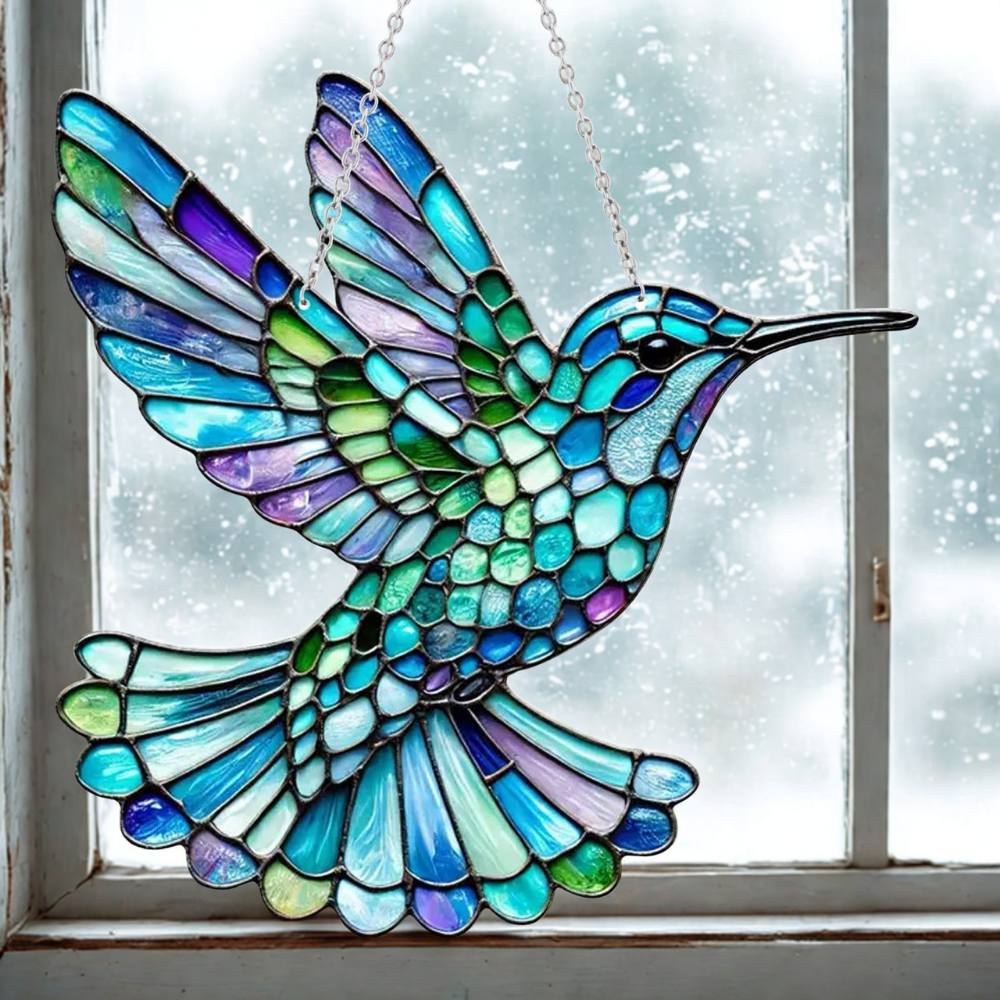 Bluebird Acrylic Window Suncatcher — Stained‑Glass Effect