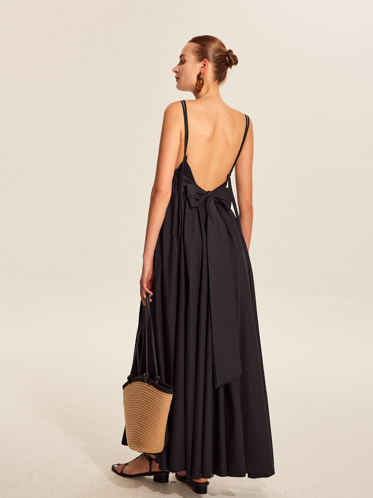 Women’s 100% Cotton Backless Maxi Dress – V-Neck Adjustable Strap Sleeveless Summer Elegant Dress