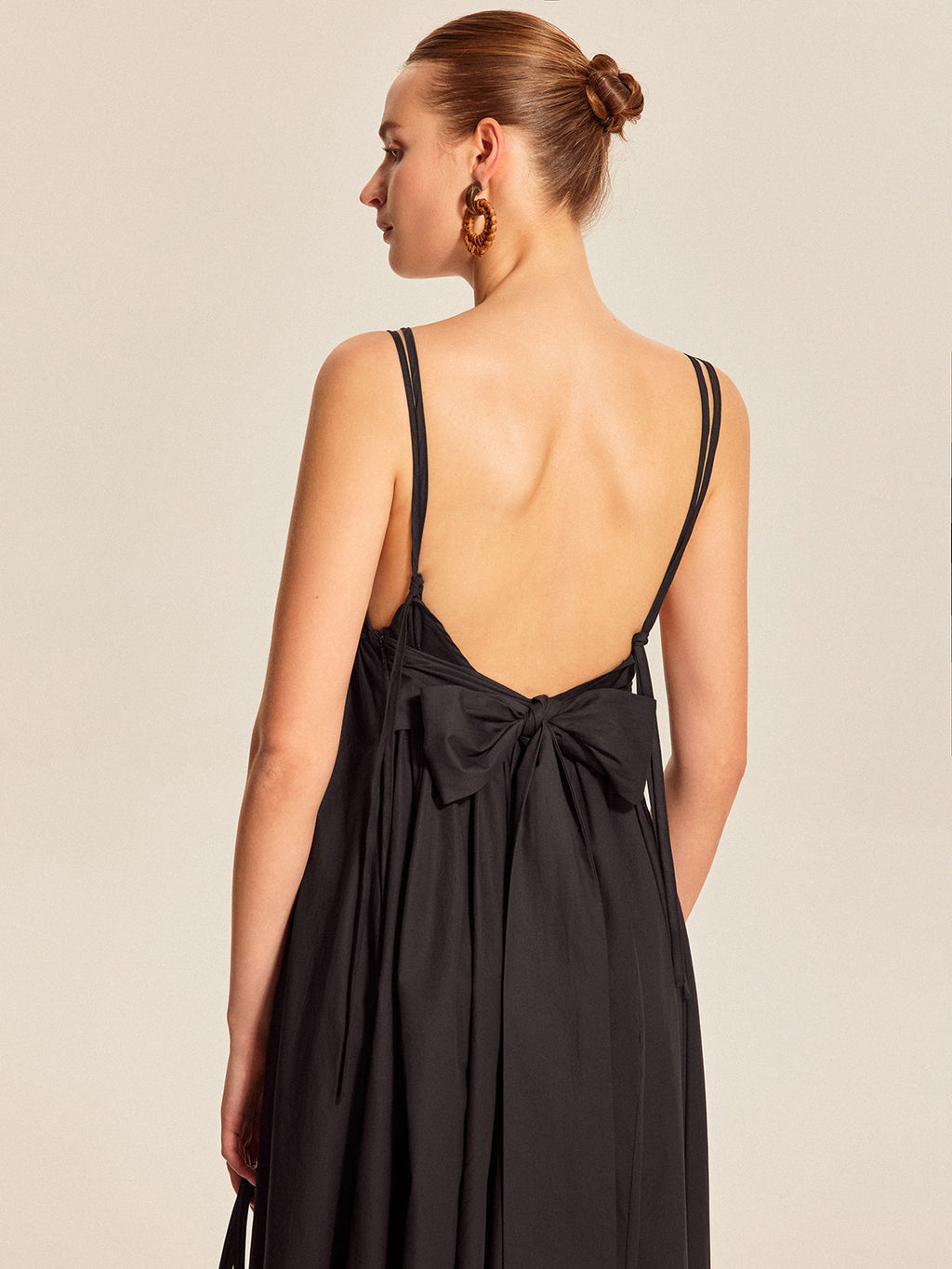 Women’s 100% Cotton Backless Maxi Dress – V-Neck Adjustable Strap Sleeveless Summer Elegant Dress