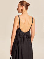 Women’s 100% Cotton Backless Maxi Dress – V-Neck Adjustable Strap Sleeveless Summer Elegant Dress
