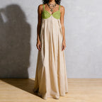 Women’s Contrast Color Sleeveless Flowy Maxi Dress – Loose Fit Summer Beach Holiday Sundress