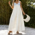 Women’s Contrast Color Sleeveless Flowy Maxi Dress – Loose Fit Summer Beach Holiday Sundress