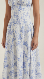Rosa Mae Women’s Midi Sundress – Sweetheart Neckline Floral A-Line Dress, Cottagecore Elegant Tea-Length Summer Dress