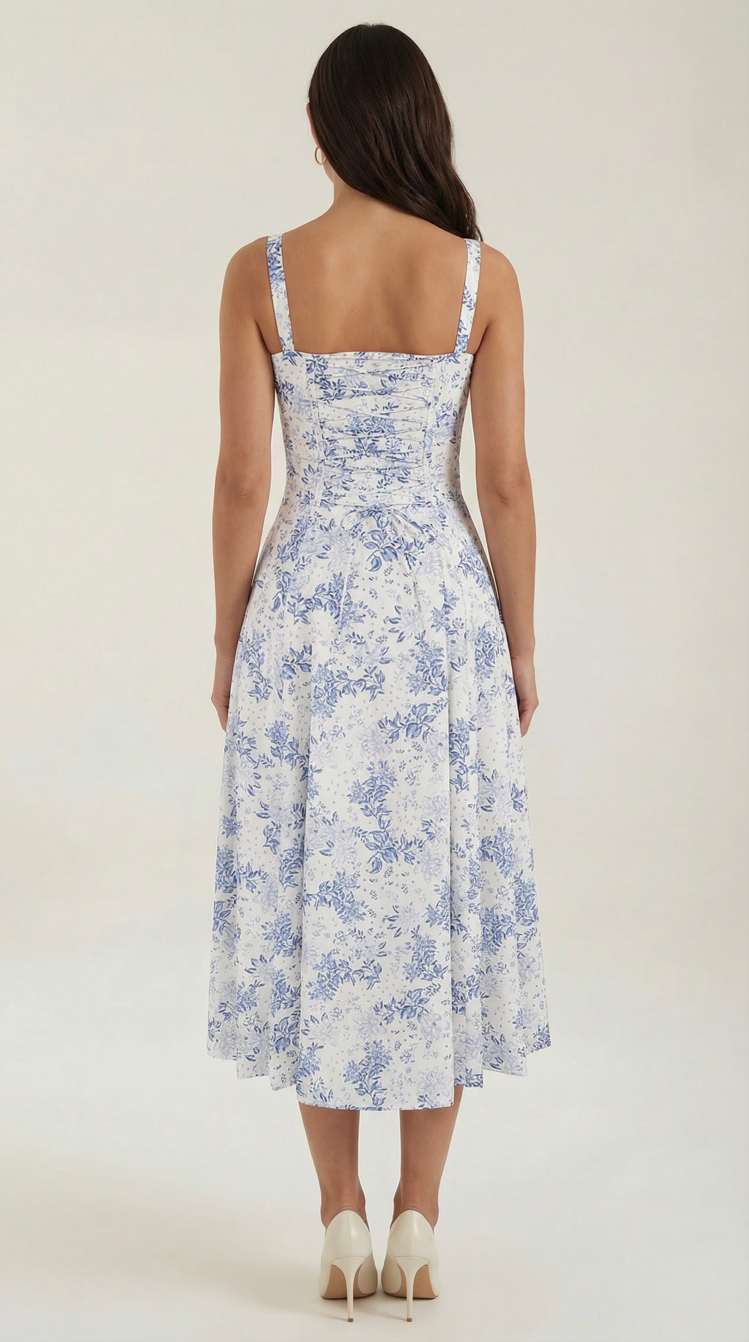 Rosa Mae Women’s Midi Sundress – Sweetheart Neckline Floral A-Line Dress, Cottagecore Elegant Tea-Length Summer Dress