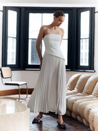 Women’s Sleeveless Pleated Maxi Dress – Elegant Side Split Slim Fit Occasion Wear