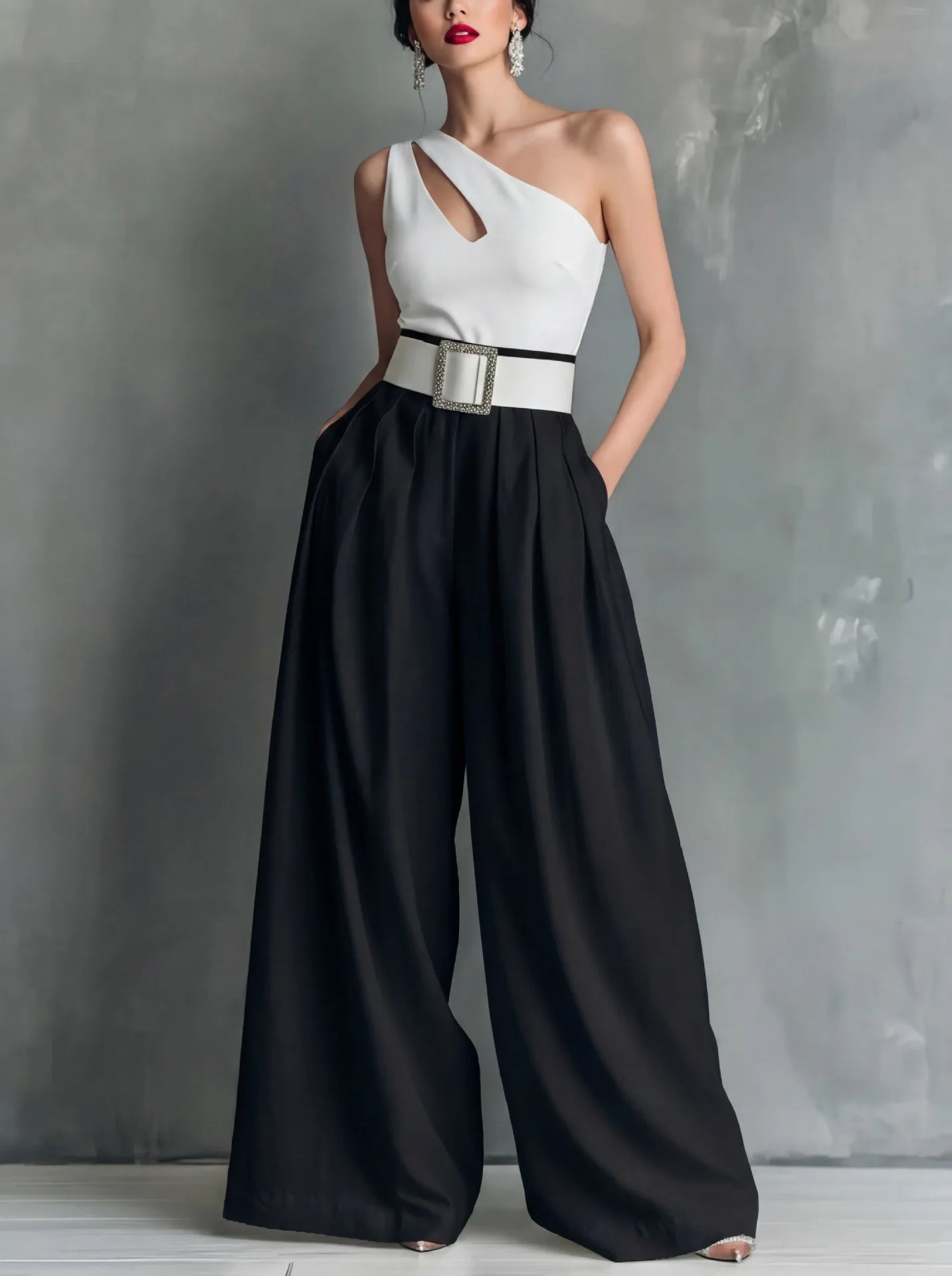 Women’s High-Waisted Wide Leg Pants – Solid Color Relaxed Fit Casual Trousers