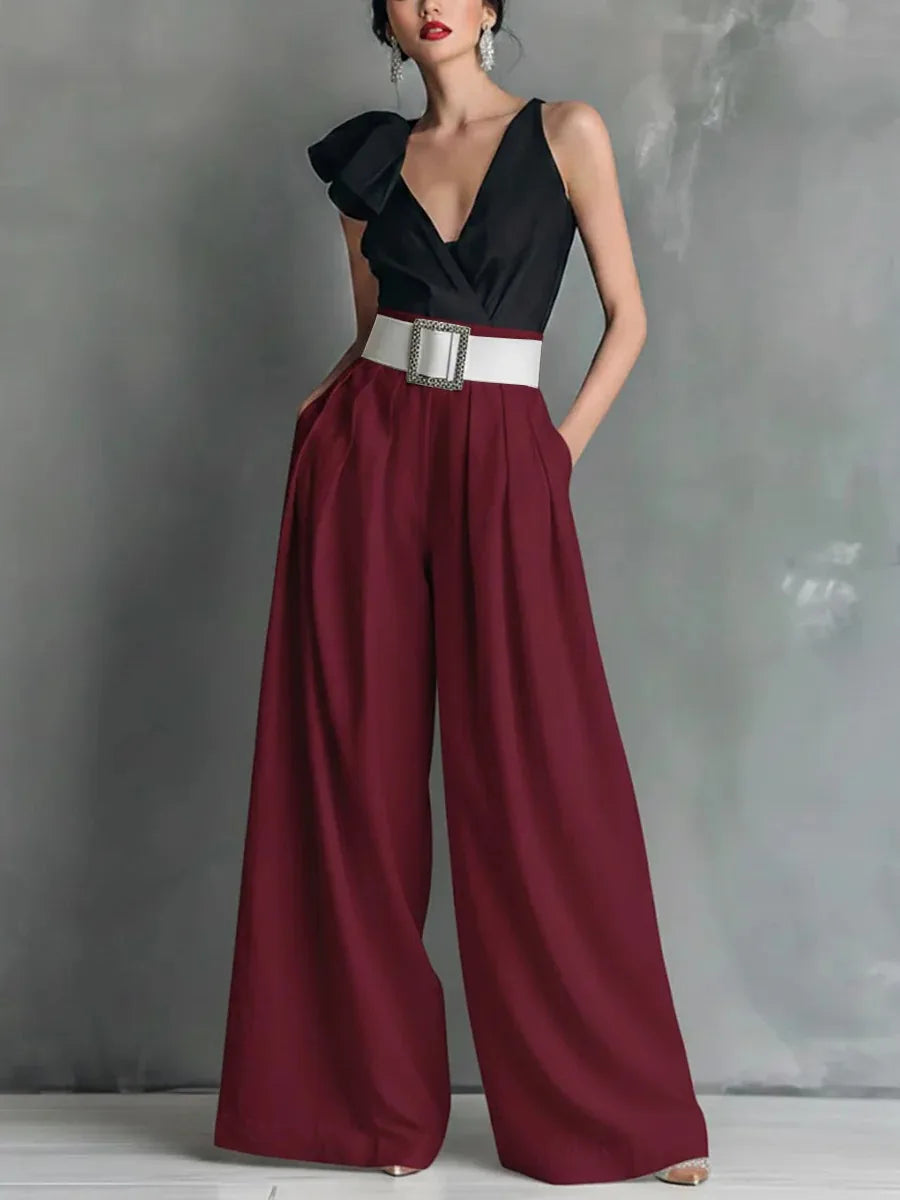 Women’s High-Waisted Wide Leg Pants – Solid Color Relaxed Fit Casual Trousers