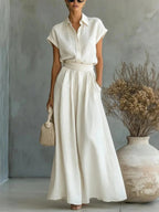 Women’s Solid Color Two-Piece Pants Set – Minimalist Relaxed Fit Co-Ord Outfit