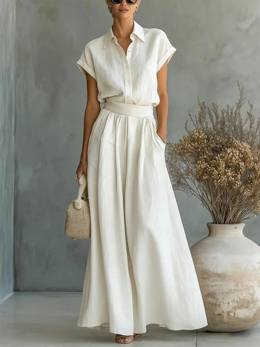 Women’s Solid Color Two-Piece Pants Set – Minimalist Relaxed Fit Co-Ord Outfit
