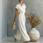 Women’s Solid Color Two-Piece Pants Set – Minimalist Relaxed Fit Co-Ord Outfit