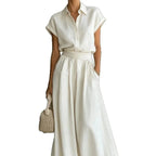 Women’s Solid Color Two-Piece Pants Set – Minimalist Relaxed Fit Co-Ord Outfit