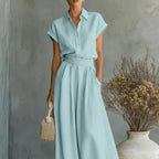 Women’s Solid Color Two-Piece Pants Set – Minimalist Relaxed Fit Co-Ord Outfit